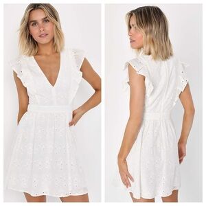 Lulus Flirtatious in Florence White Ruffled Eyelet Cotton Mini
Dress